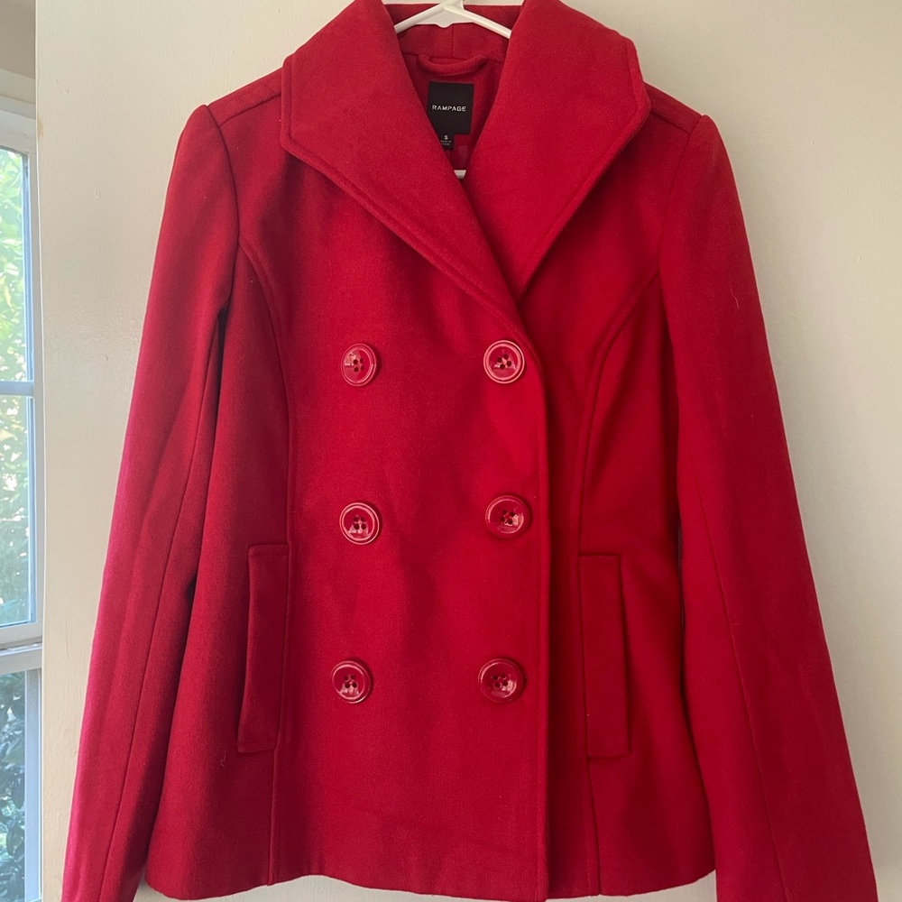 Red Peacoat Size 8- Never worn!